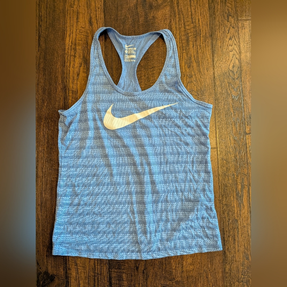 Nike women's tank top Dri-Fit Swoosh Racer Top Large Blue